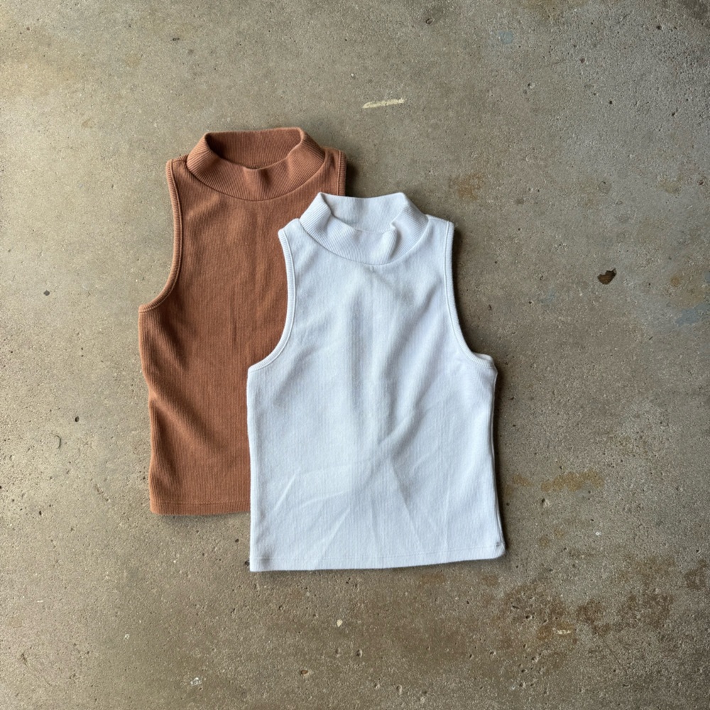 Two Beige & White Tank Tops | xs
